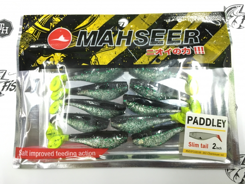images/product/เหยื่อปลอม เลือกยี่ห้อสินค้า q/PADDLEY SLIM TAIL 2 นิ้ว สี BG Chartreuse tail.JPG